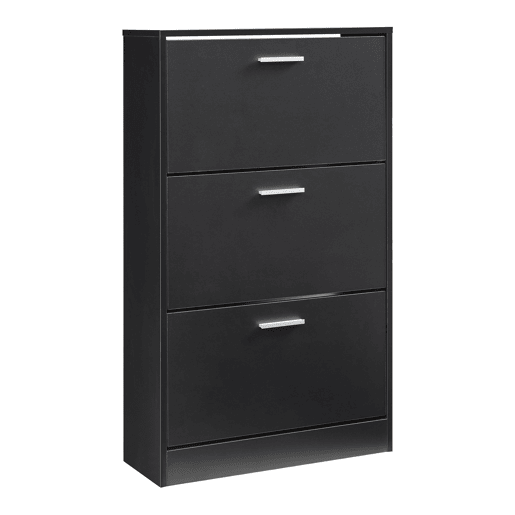 Sapateira Sykkylven 103x60x24 cm com 3 abas Preto en.casa