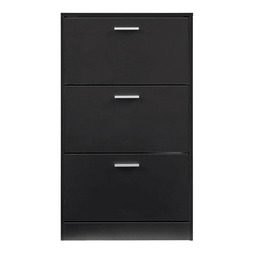 Sapateira Sykkylven 103x60x24 cm com 3 abas Preto en.casa