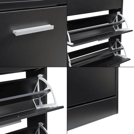 Sapateira Sykkylven 103x60x24 cm com 3 abas Preto en.casa