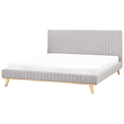 Cama Chenille TALENCE 180 x 200 cm Cinzento claro