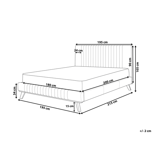 Cama Chenille TALENCE 180 x 200 cm Cinzento claro