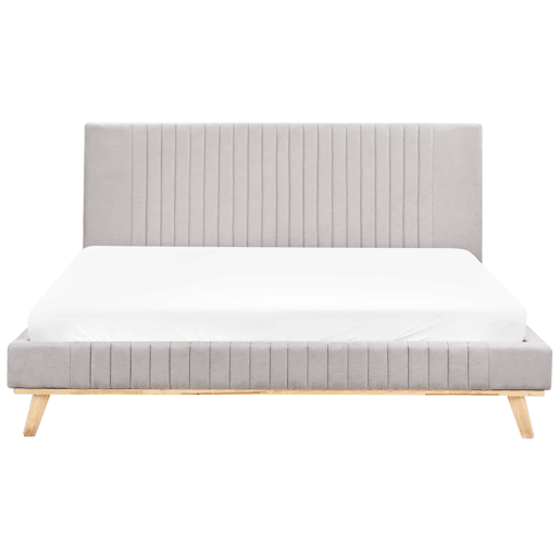 Cama Chenille TALENCE 180 x 200 cm Cinzento claro