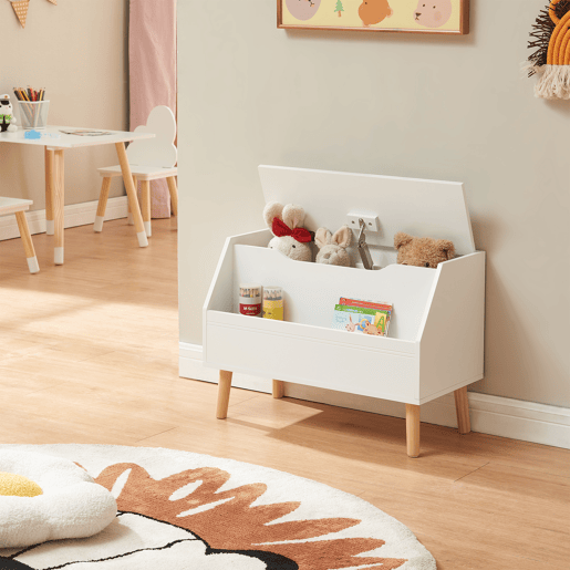 Caixa de brinquedos Aavanrar com tampa 60 x 30 x 43 cm Branco en.casa