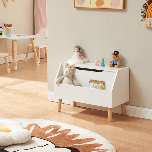 Caixa de brinquedos Aavanrar com tampa 60 x 30 x 43 cm Branco en.casa