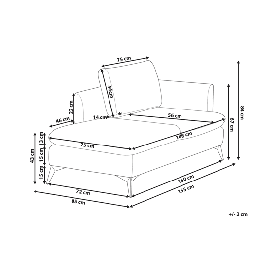 Chaise longue à direita SIEVOZ Tecido Cinzento claro