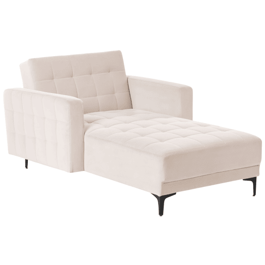 Chaise longue ABERDEEN Veludo Creme claro