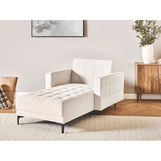 Chaise longue ABERDEEN Veludo Creme claro