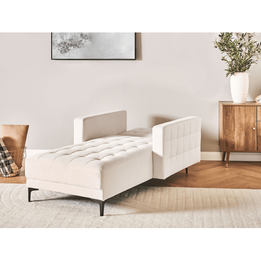Chaise longue ABERDEEN Veludo Creme claro