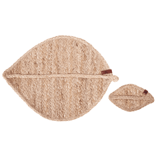 Conjunto de individuais e bases para copos PEPPERLEAF Natural Juta