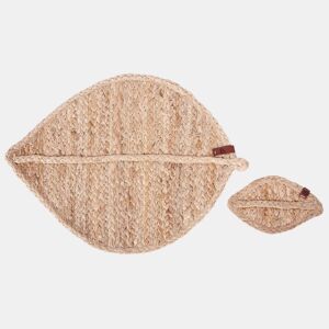 Conjunto de individuais e bases para copos PEPPERLEAF Natural Juta