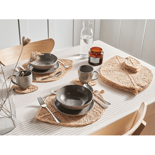 Conjunto de individuais e bases para copos PEPPERLEAF Natural Juta