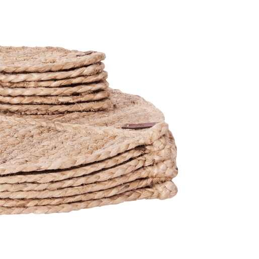 Conjunto de individuais e bases para copos PEPPERLEAF Natural Juta