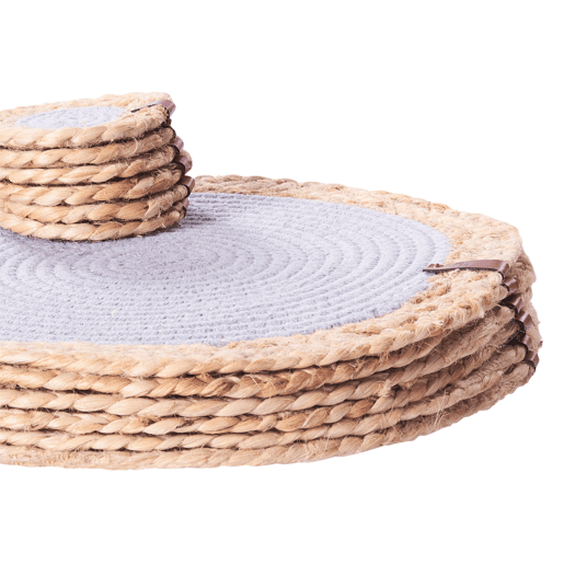 Conjunto de individuais e bases para copos ROSELLA Cinzento Juta Algodão