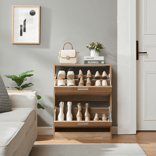 Sapateira Sykkylven 81x63x24 cm com 2 abas Carvalho Sonoma en.casa