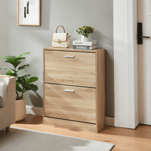 Sapateira Sykkylven 81x63x24 cm com 2 abas Carvalho Sonoma en.casa