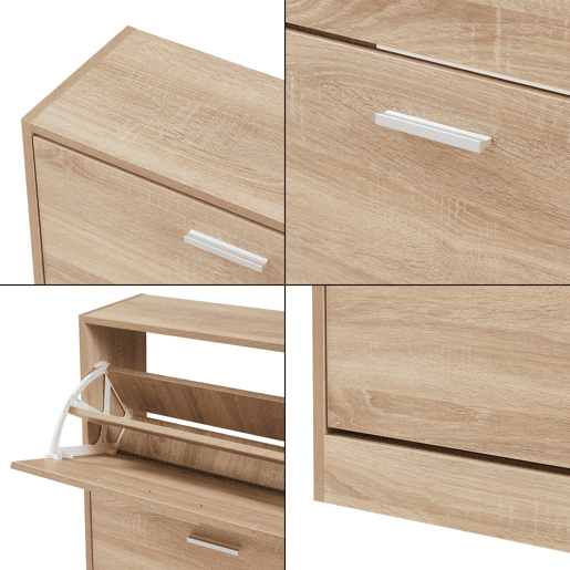 Sapateira Sykkylven 81x63x24 cm com 2 abas Carvalho Sonoma en.casa