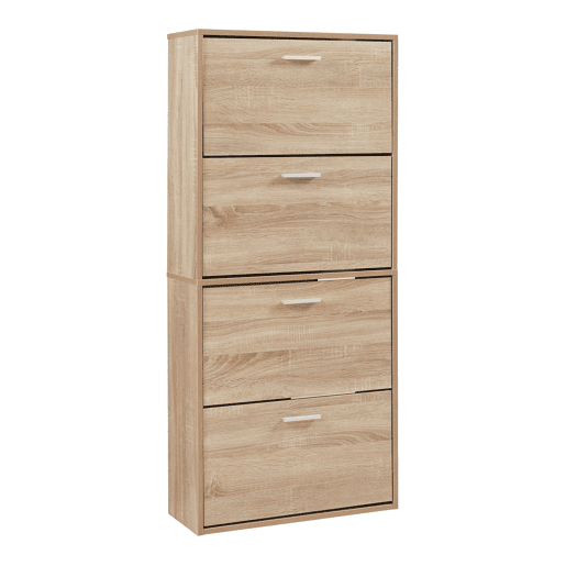 Sapateira Sykkylven 134x60x24 cm com 4 abas Carvalho Sonoma en.casa