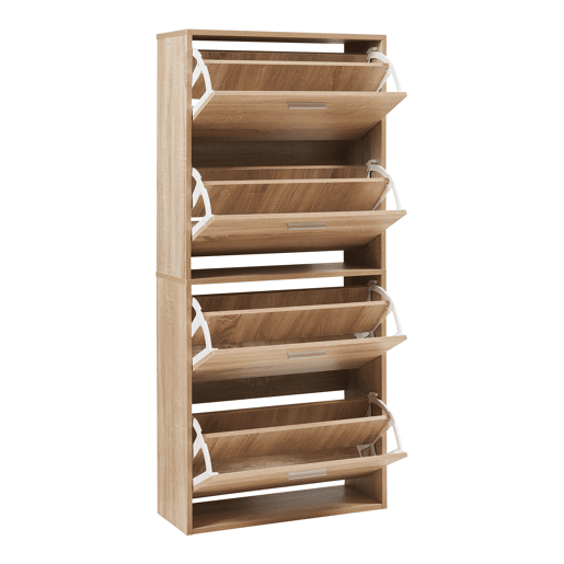 Sapateira Sykkylven 134x60x24 cm com 4 abas Carvalho Sonoma en.casa
