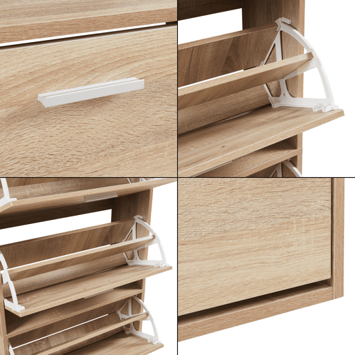 Sapateira Sykkylven 134x60x24 cm com 4 abas Carvalho Sonoma en.casa