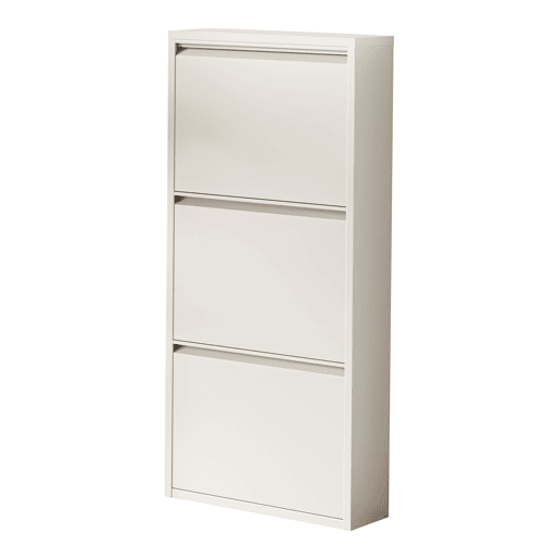 Sapateira Sokndal com 3 portas 104x50x15 cm metal - Branco-escuro en.casa