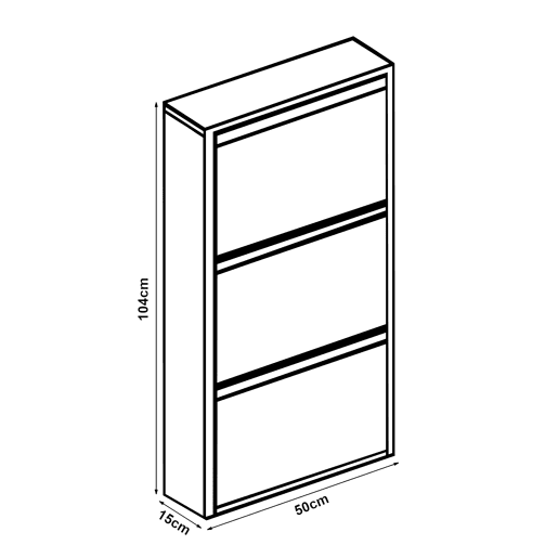 Sapateira Sokndal com 3 portas 104x50x15 cm metal - Branco-escuro en.casa