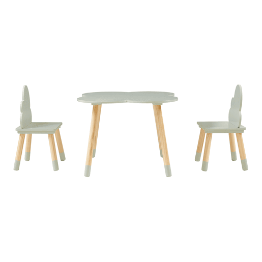 Conjunto mesa e 2 cadeiras para crianças Epim design de nuvens Verde en.casa