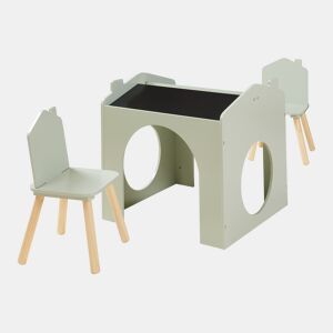 Conjunto de mesa para crianças Romso com 2 cadeiras aspecto de casa Verde en.casa