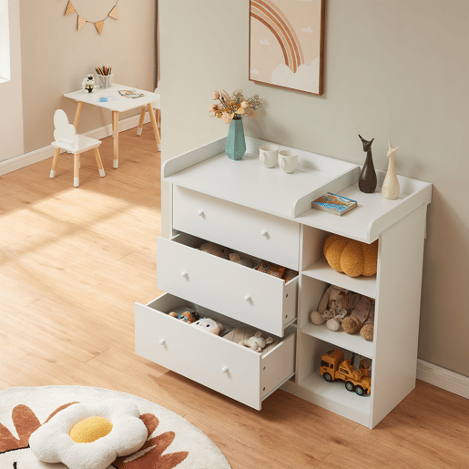 Trocador Beldinupp com tapete muda-fraldas amovível 93 x 110 x 55 cm Branco en.casa
