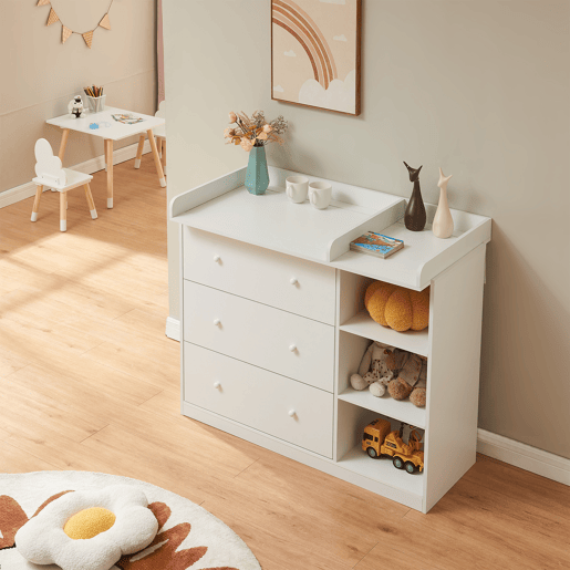 Trocador Beldinupp com tapete muda-fraldas amovível 93 x 110 x 55 cm Branco en.casa