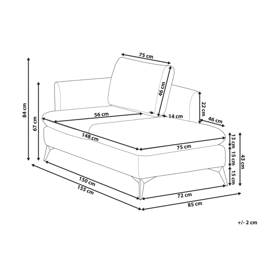 Chaise longue à esquerda SIEVOZ Tecido Creme claro