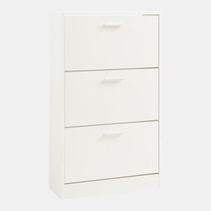Sapateira Sykkylven 103x60x24 cm com 3 abas Branco en.casa
