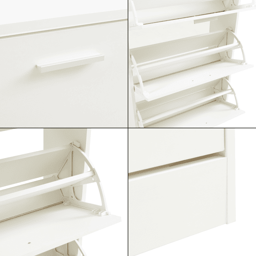 Sapateira Sykkylven 103x60x24 cm com 3 abas Branco en.casa