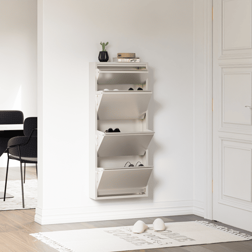 Sapateira Sokndal com 3+1 portas 118x50x15 cm metal - Branco-escuro en.casa