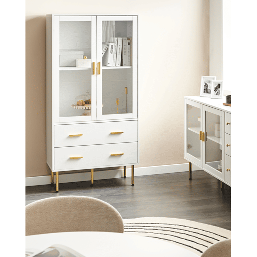 Armário com vitrine MILORA 80 cm Branco Armário com vitrine MILORA 80 cm Branco