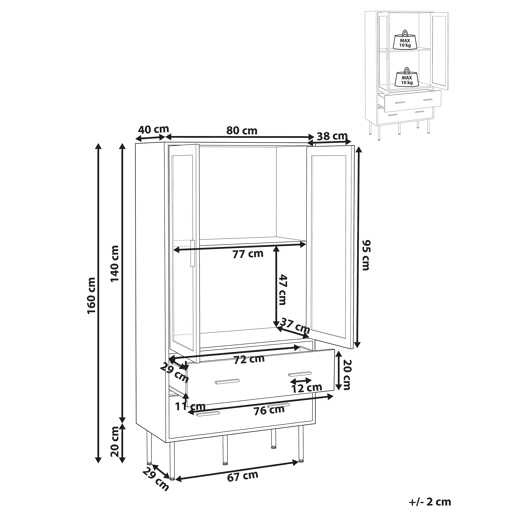 Armário com vitrine MILORA 80 cm Branco Armário com vitrine MILORA 80 cm Branco