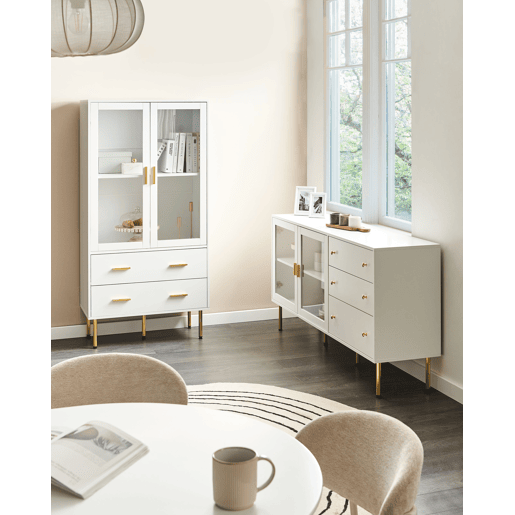Armário com vitrine MILORA 80 cm Branco Armário com vitrine MILORA 80 cm Branco