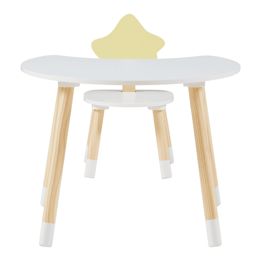 Secretária para crianças com cadeira Lallega desenho de lua e estrela - Branco en.casa