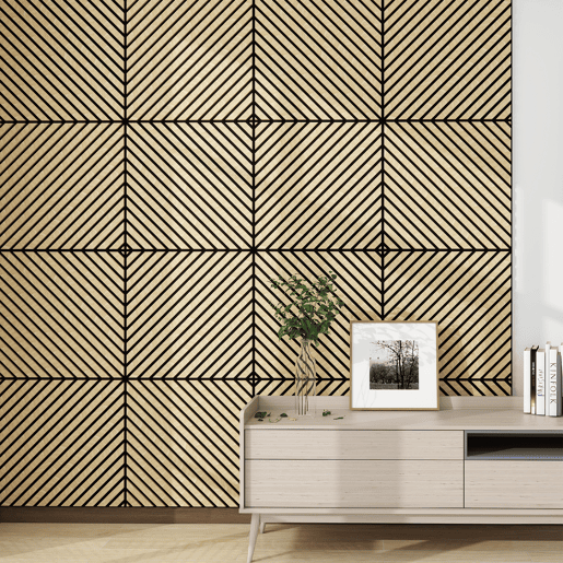 Conjunto de 16 painéis acústicos 3D Vang com lâminas diagonais 5,76 m² Carvalho claro NEU.HOLZ