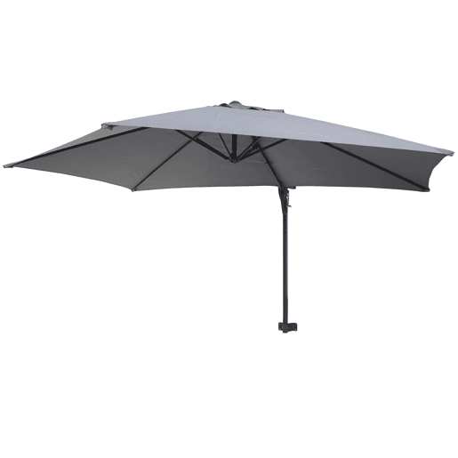 Guarda-sol de parede para varanda ou terraço com mastro inclinável 3m poliéster alumínioaço 9kg cinza 04_0005636