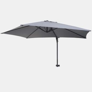 Guarda-sol de parede para varanda ou terraço com mastro inclinável 3m poliéster alumínioaço 9kg cinza 04_0005636