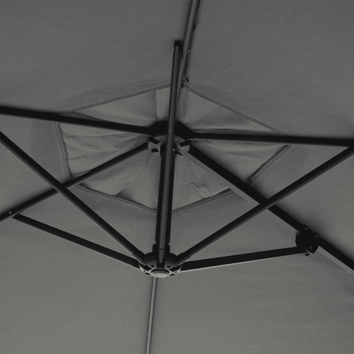 Guarda-sol de parede para varanda ou terraço com mastro inclinável 3m poliéster alumínioaço 9kg cinza 04_0005636
