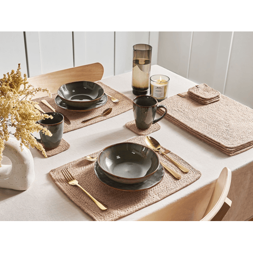 Conjunto de individuais e bases para copos SALTBUSH Natural Juta