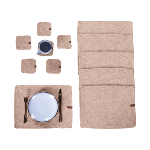 Conjunto de individuais e bases para copos SALTBUSH Natural Juta