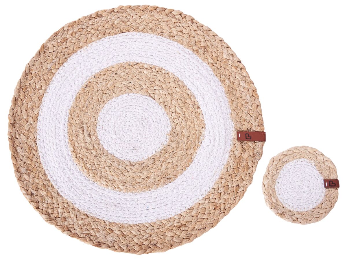 Beliani Manteles individuales y posavasos Yute TUMERIC