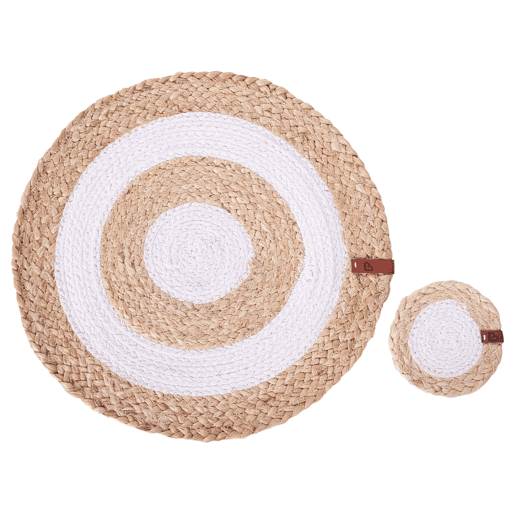 Conjunto de individuais e bases para copos TUMERIC Natural Juta Conjunto de individuais e bases para copos TUMERIC Natural Juta