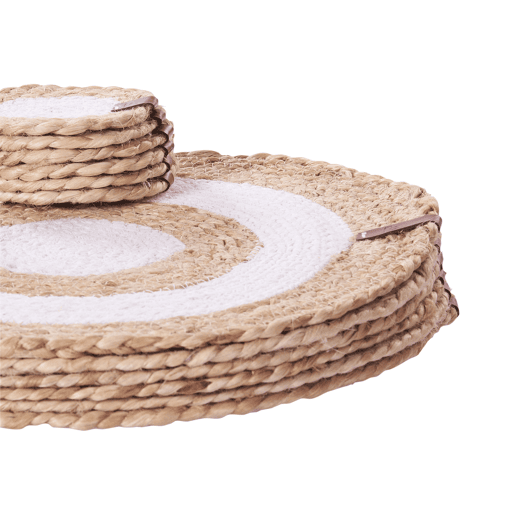 Conjunto de individuais e bases para copos TUMERIC Natural Juta Conjunto de individuais e bases para copos TUMERIC Natural Juta