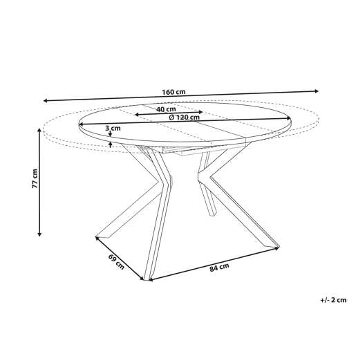 Mesa de jantar extensível CARLEA Castanho claro 120160 cm 120 cm