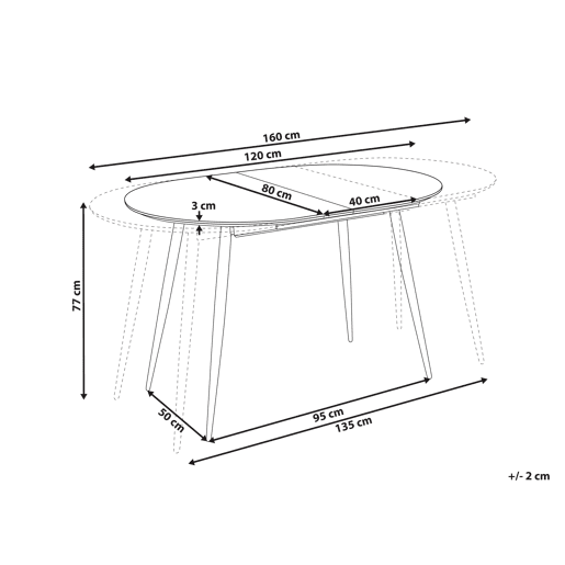 Mesa de jantar extensível CLAVET Castanho claro 120160 cm 80 cm
