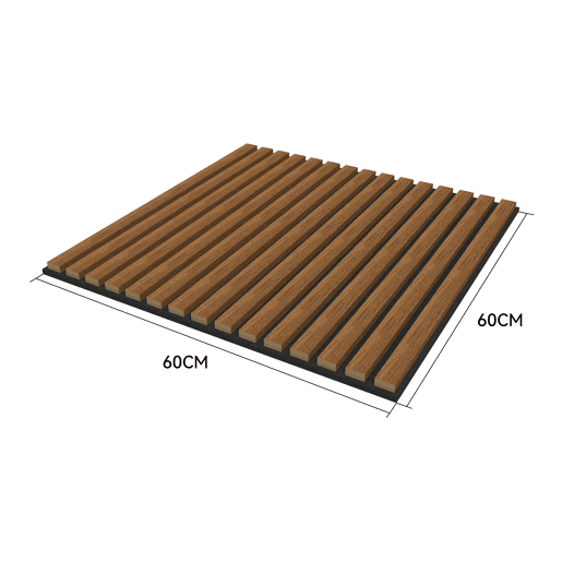 Conjunto de 16 painéis acústicos 3D Vang com lâminas lineares 5,76 m² Teca NEU.HOLZ Conjunto de 16 painéis acústicos 3D Vang com lâminas lineares 5,76 m² Teca NEU.HOLZ