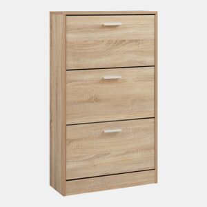 Sapateira Sykkylven 103x60x24 cm com 3 abas Carvalho Sonoma en.casa